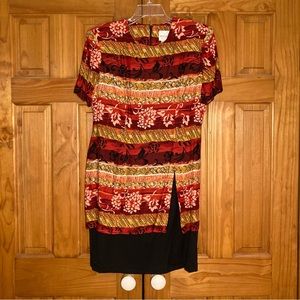 NWOT Vintage 80s Bentley Career Dress Mini Red Black Tan Size 12